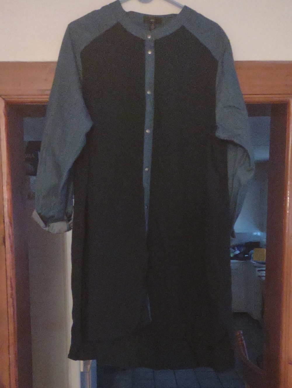 Navy Blue and Denim Button-Up LongTunic